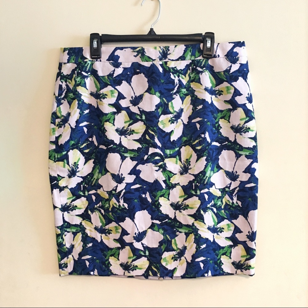 J. Crew Factory Floral Pencil Skirt - Blue and Green